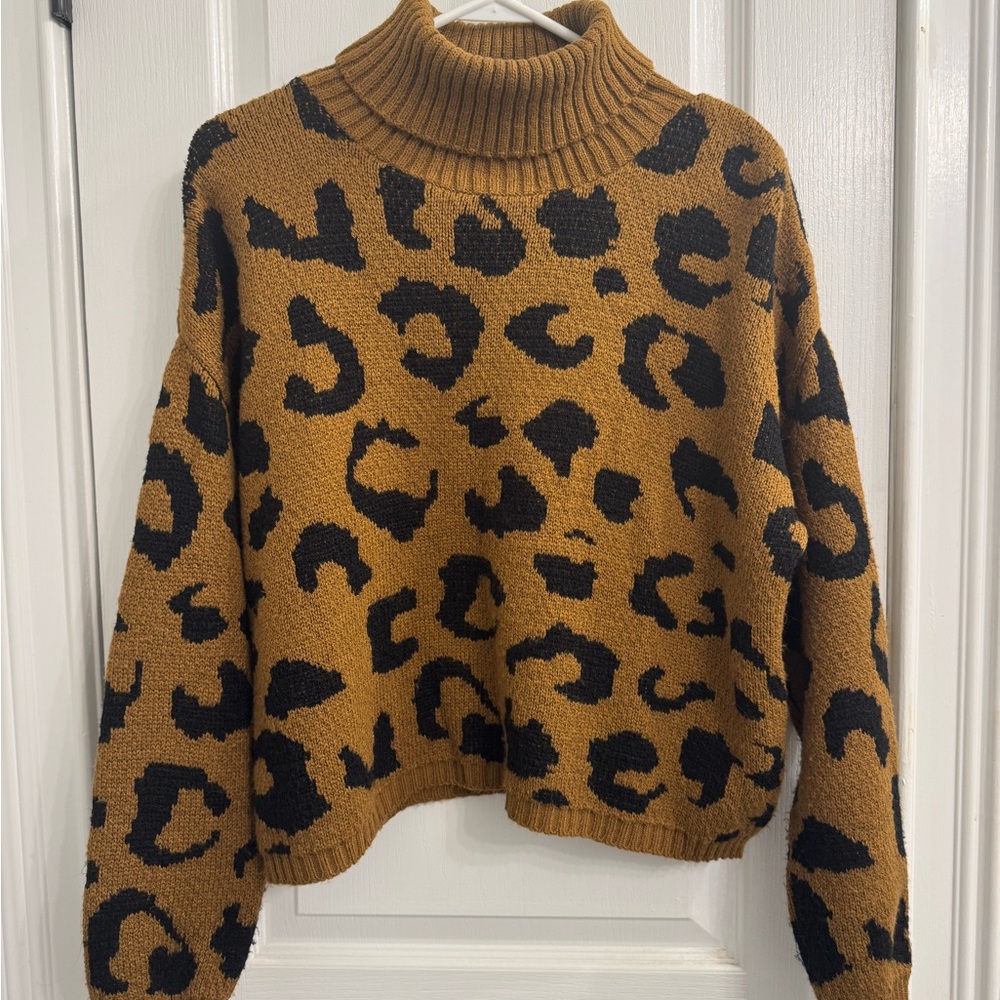 Cotton Emporium Cowl Neck Sweater Brown and Black